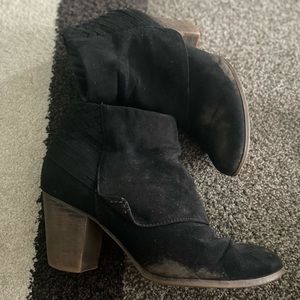 Black Fergalicious suede ankle bootie
